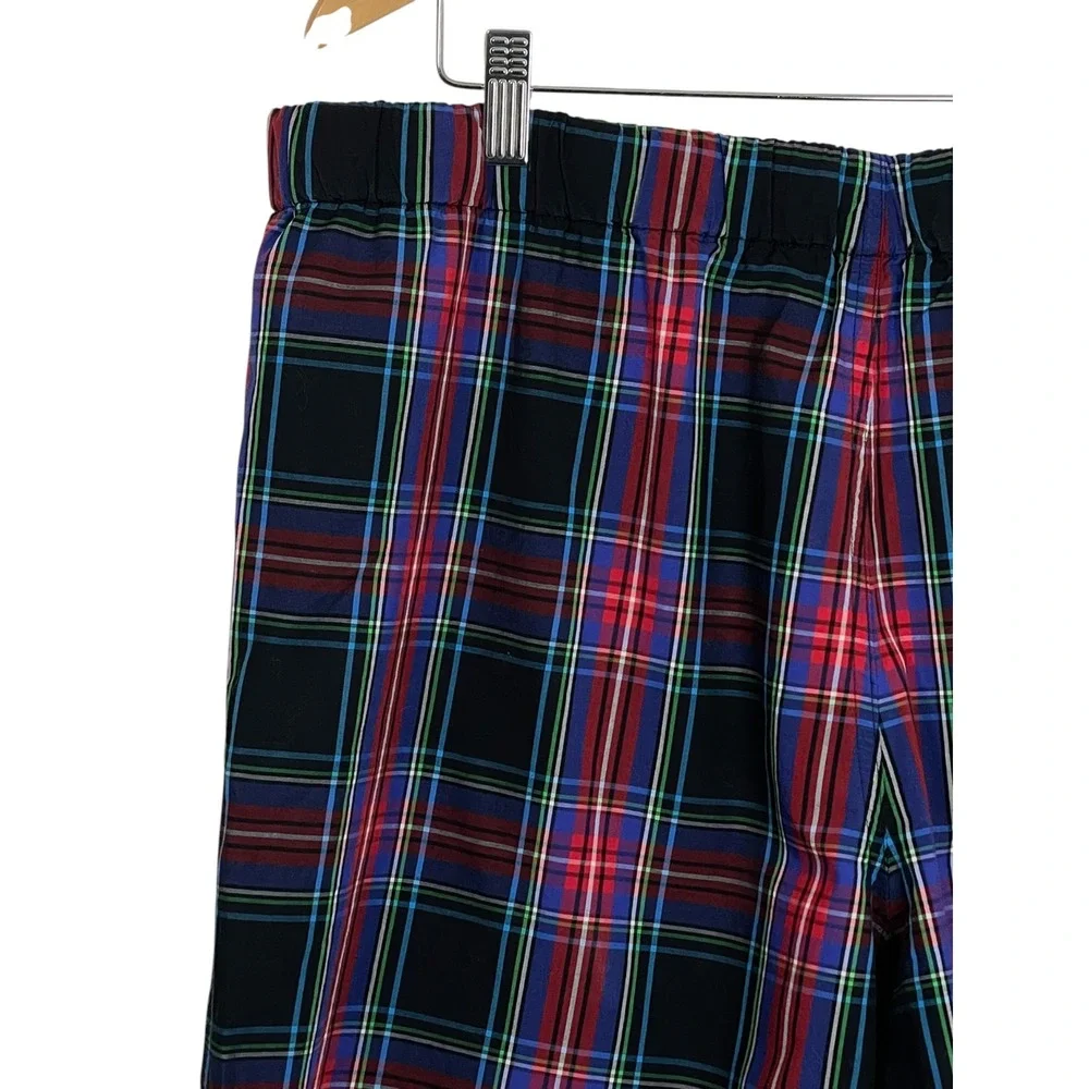 J.Crew L Red Black Green Plaid Cotton Pajama Pants Drawstring‎ Pockets Sleep